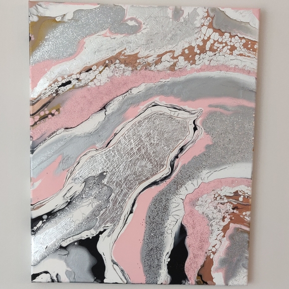 Original Silver & Pink Geode Modern Wall Art - Picture 5 of 5